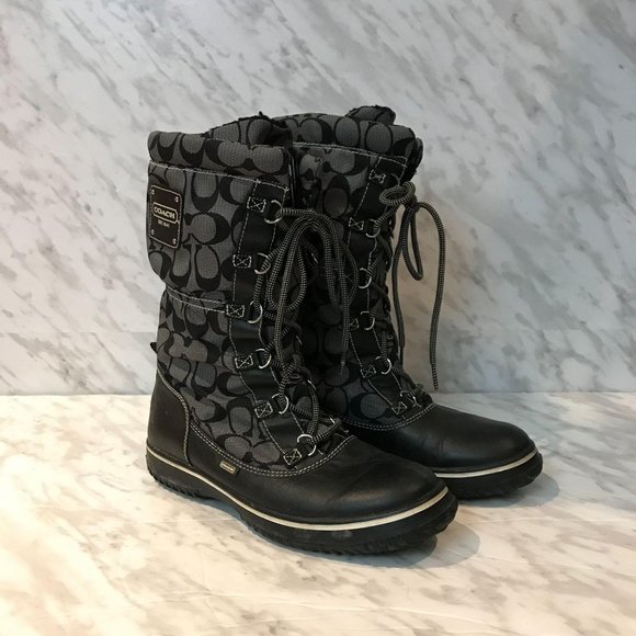 Coach Shaine Signature Snow Winter Boots Black 11